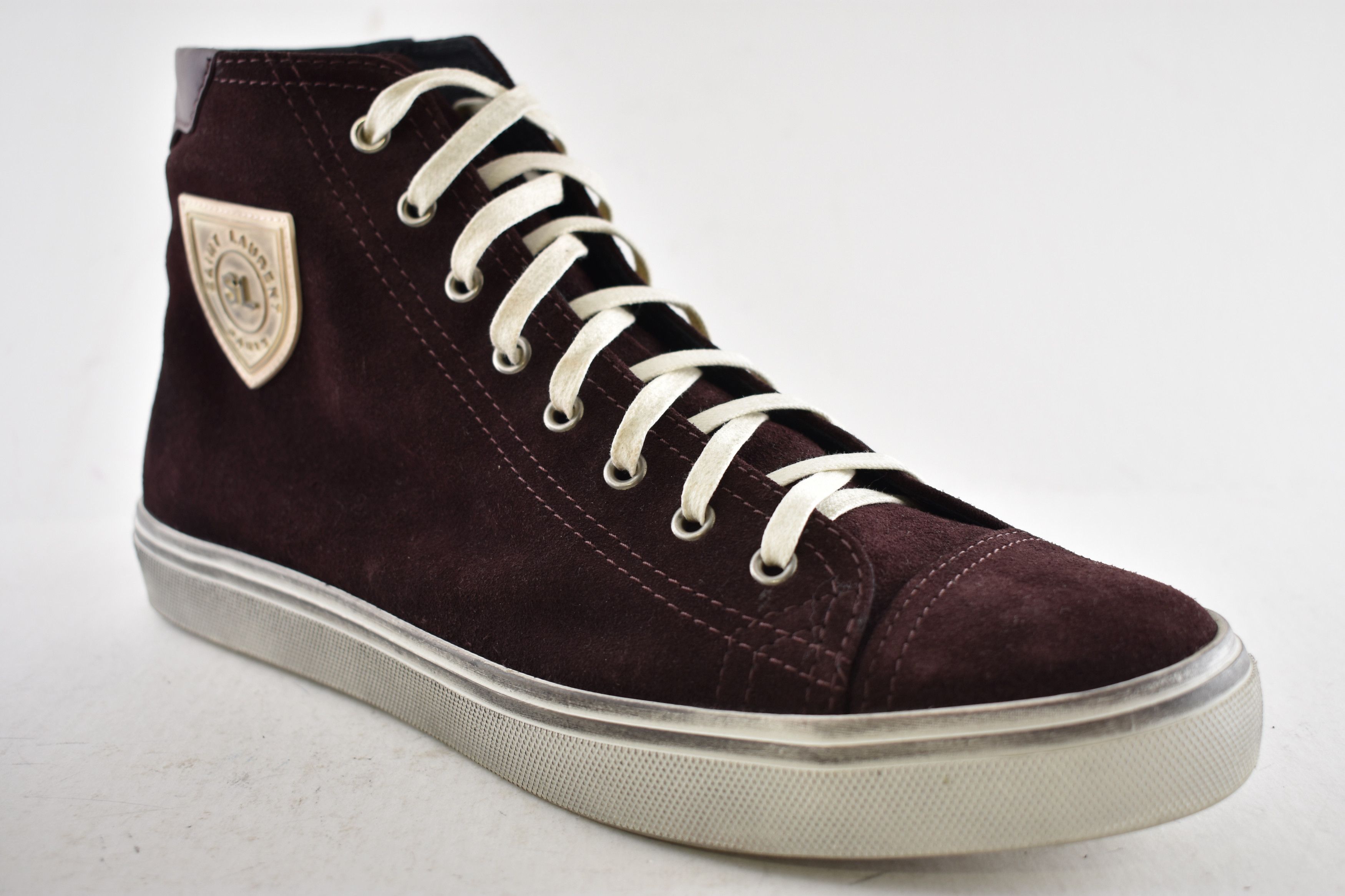 Saint Laurent Paris Bedford SW SL Patch Barolo Red Flat High Top Sneaker 44 11 Size US 11 / EU 44 - 4 Thumbnail