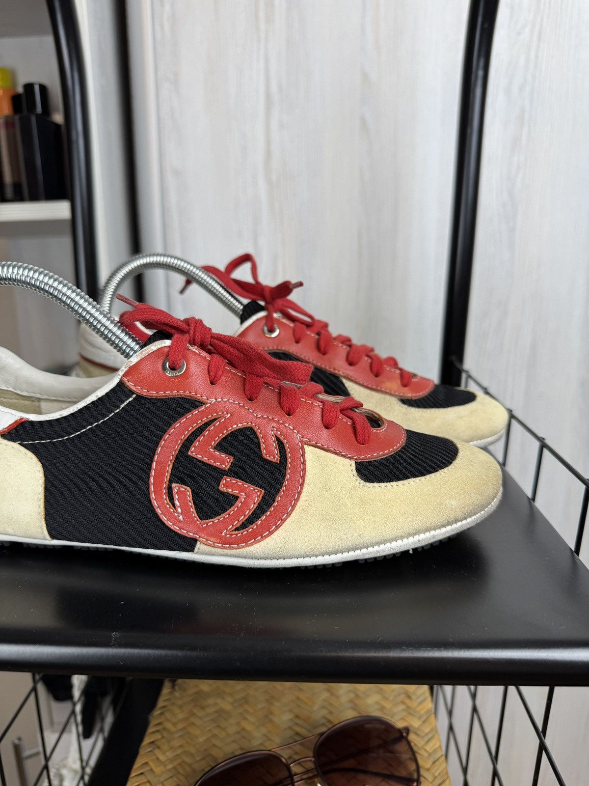 Gucci VINTAGE GUCCI LOGO LEATHER TRAINERS SNEAKERS coloured 190777 Size US 7.5 / IT 37.5 - 3 Thumbnail