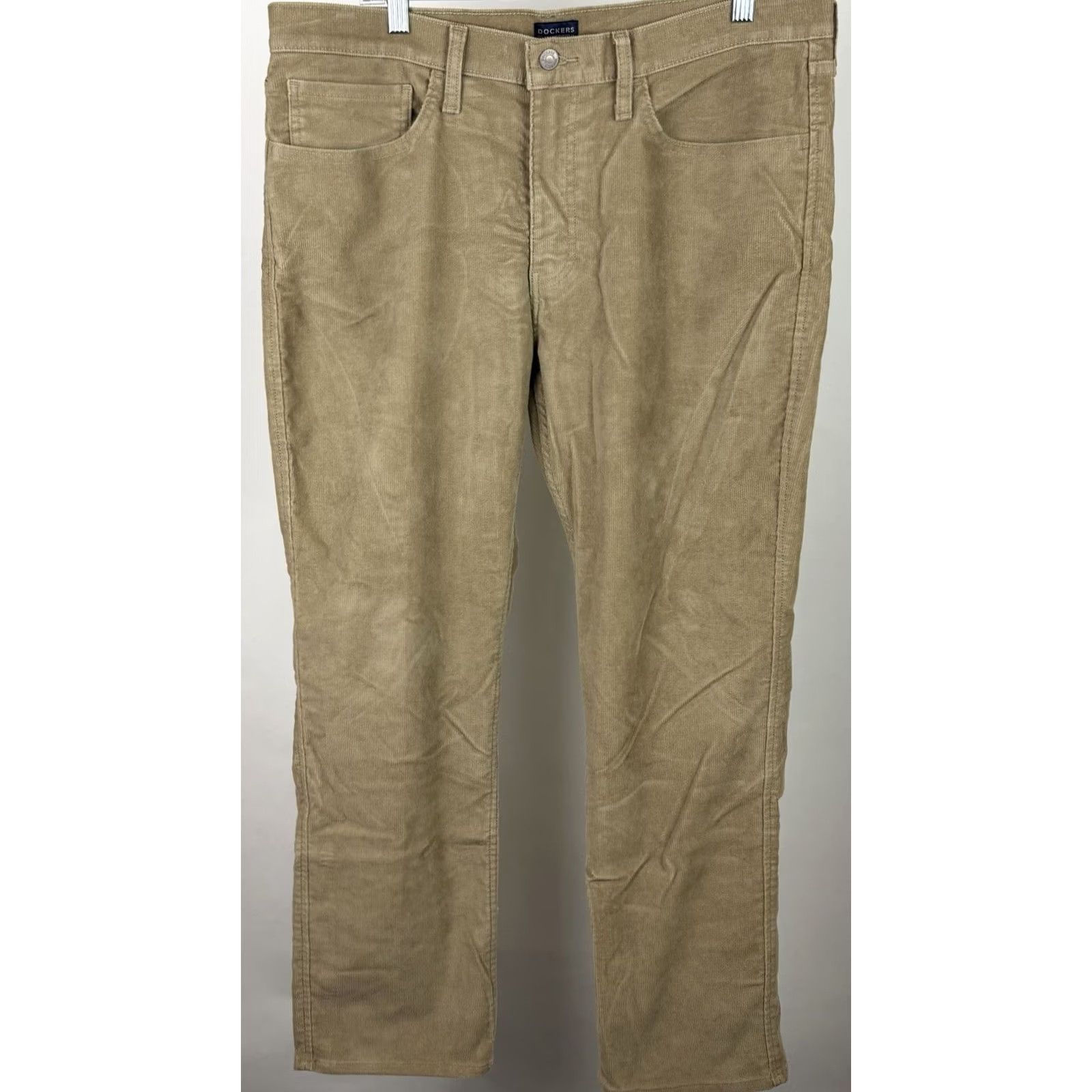 Dockers DOCKERS Pants Mens 36 Corduroy Straight Khaki 36x29 Beige Cotton Blend Regular Stretch Chino Inseam 29"} Size US 36 / EU 52 - 2 Thumbnail