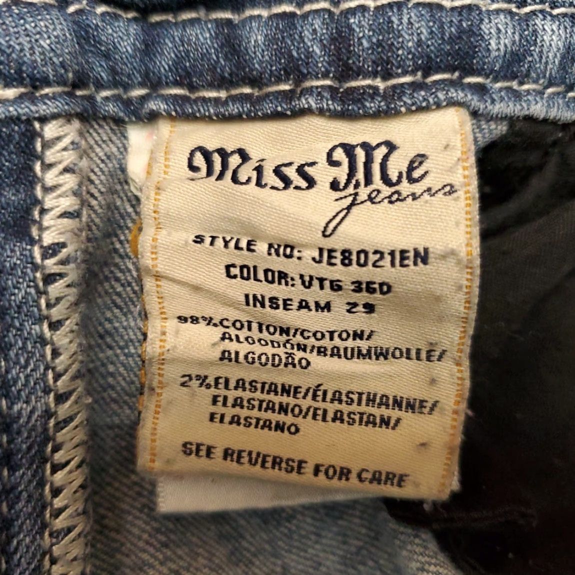 Miss Me VINTAGE MissMe Jeans Womens 27 Faded Whiskered Blue Denim Boot Cut Thick Stitch Cowboy Shirt? Size 27" / US 4 / IT 40 - 6 Thumbnail
