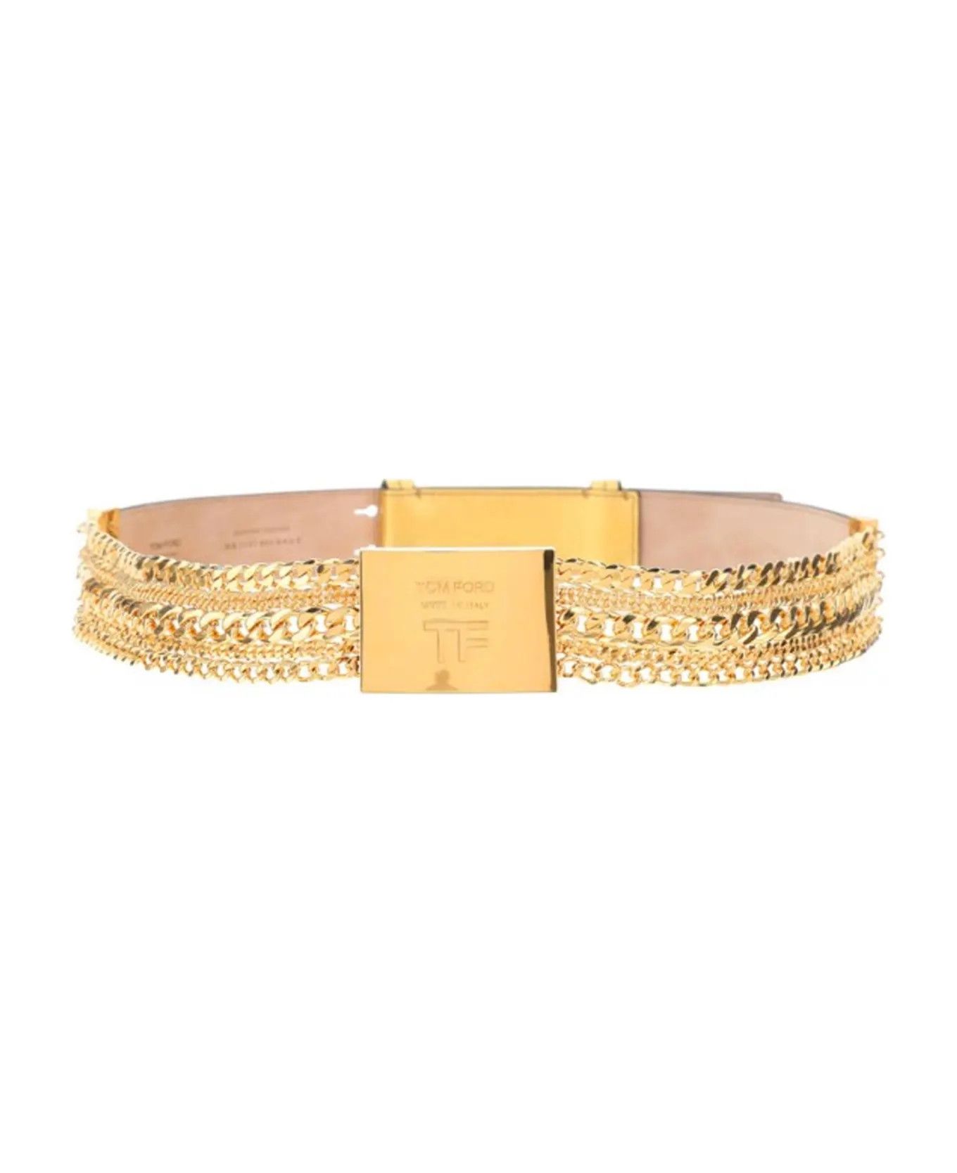 Tom Ford o1y0126 Size : L / Logo Regular Belt in Gold Size ONE SIZE - 1 Thumbnail