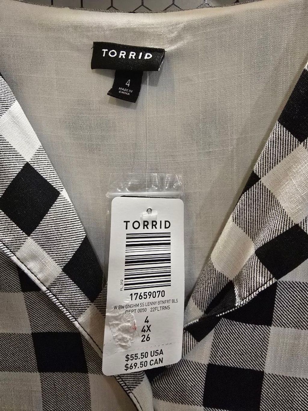 Torrid TORRID Black White Gingham Button Down Shirt Plus Size 4X Size 4XL / US 24-26 - 6 Thumbnail