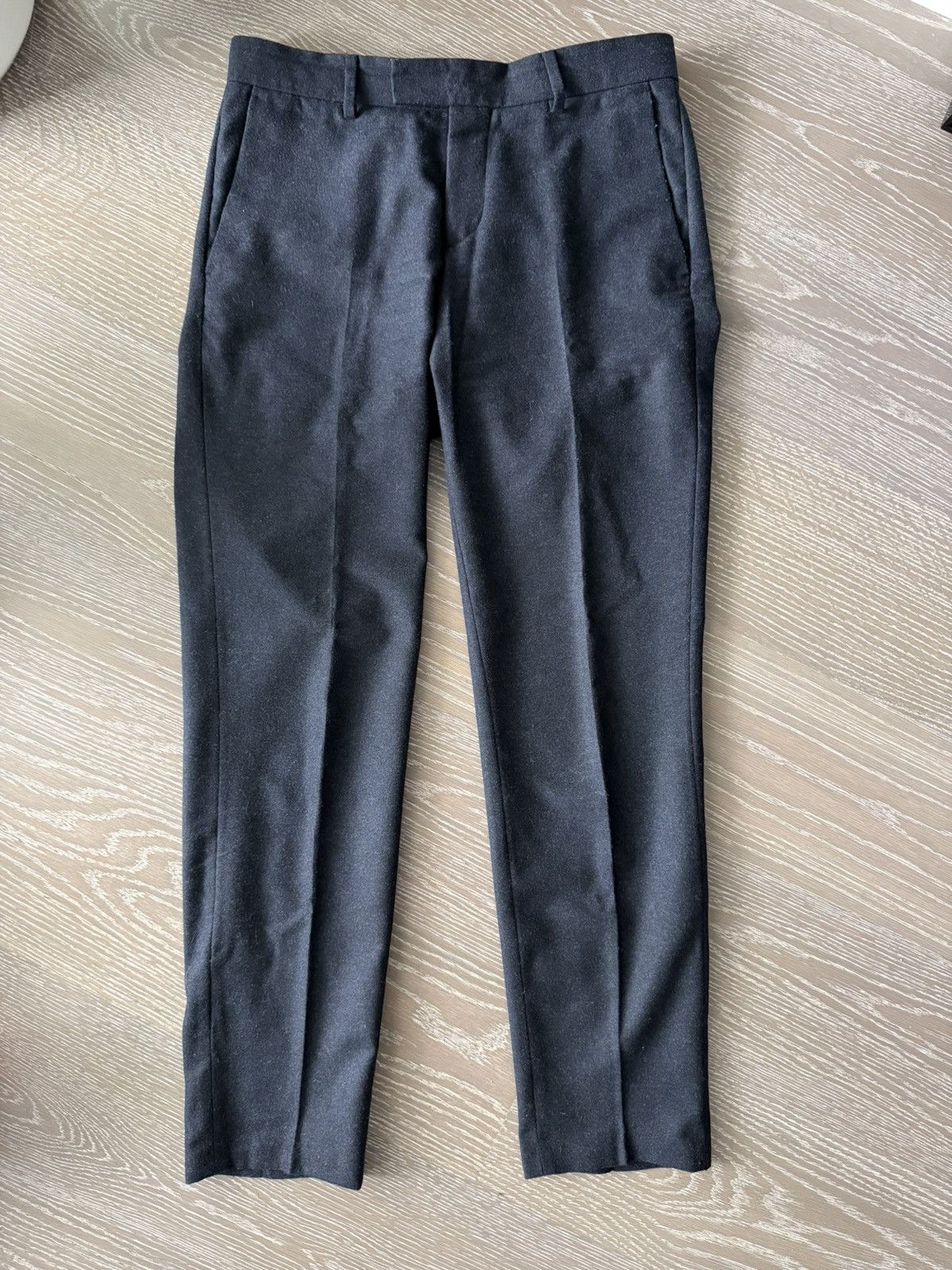 Navy Wool Flannel Trousers