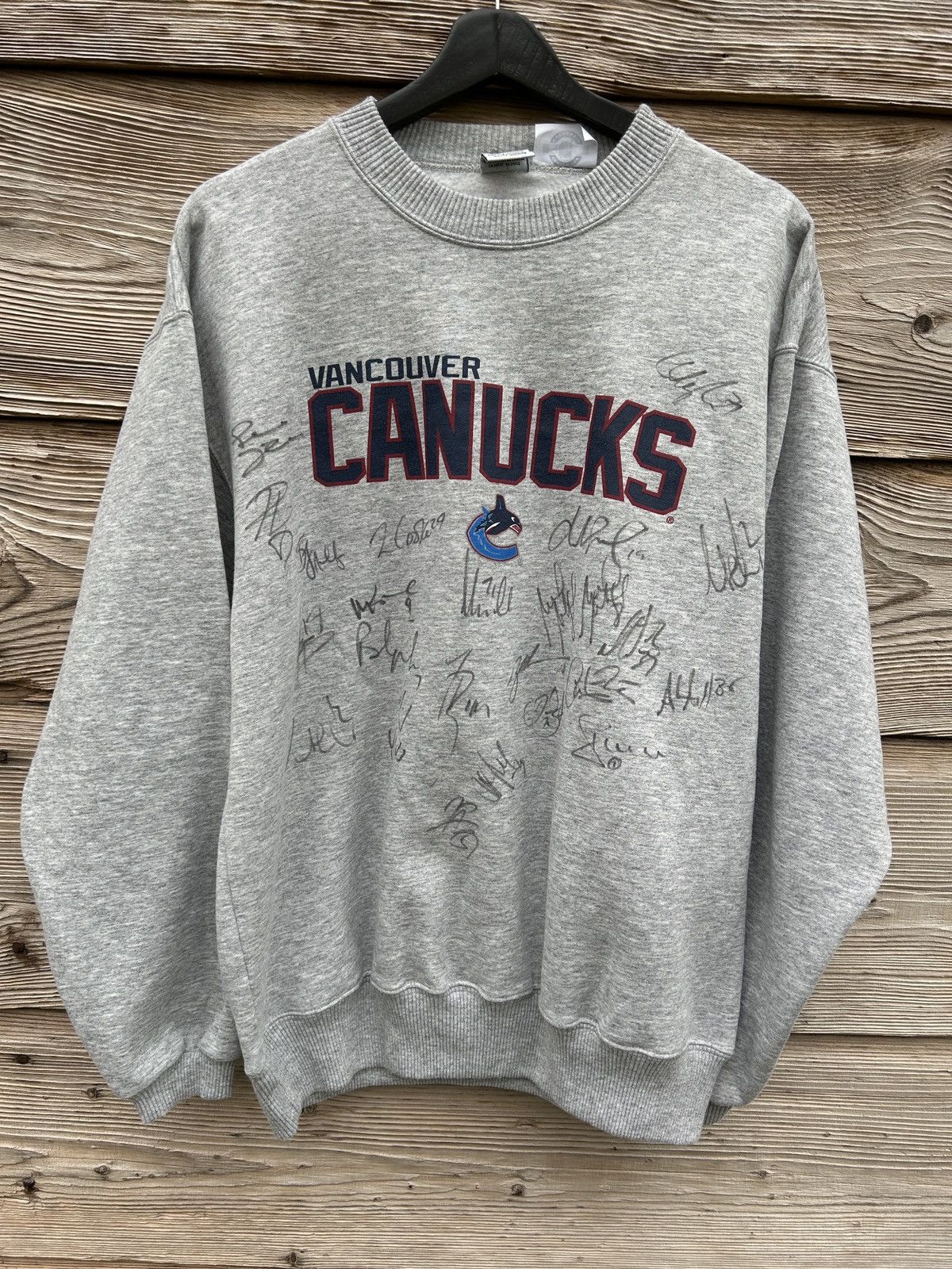 Vintage CCM Vancouver Canucks NHL Autographed Signed Sweat