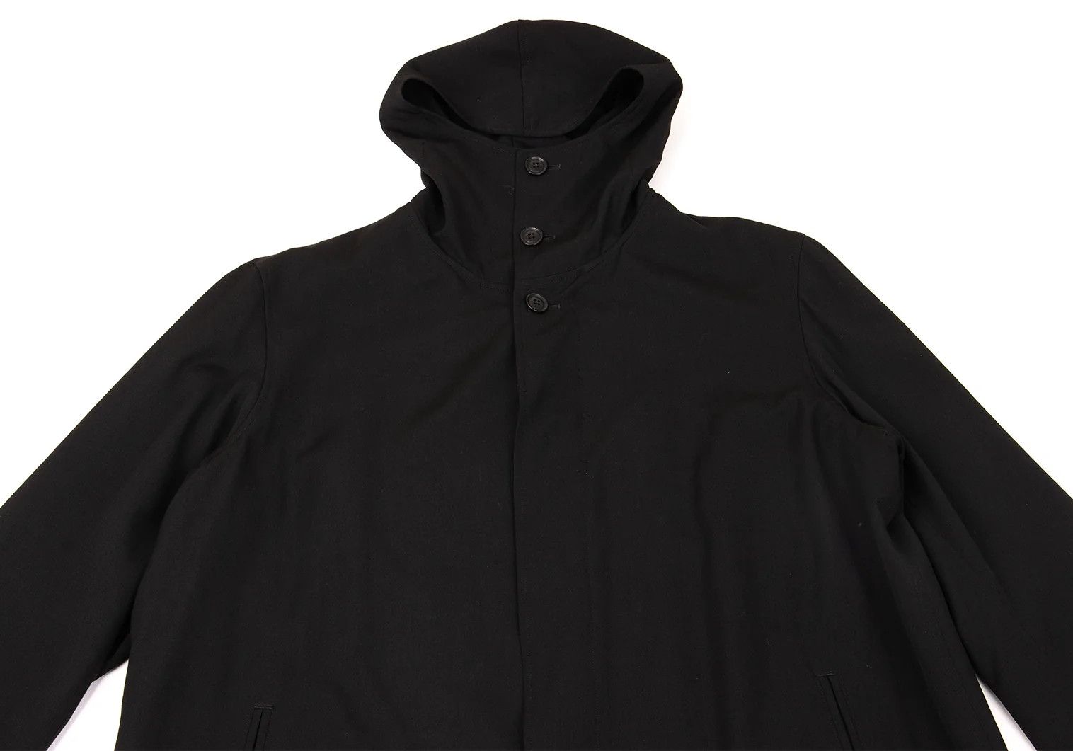 Yohji Yamamoto Yohji Yamamoto Black Wool Gabardine Long Coat Size US L / EU 52-54 / 3 - 2 Thumbnail