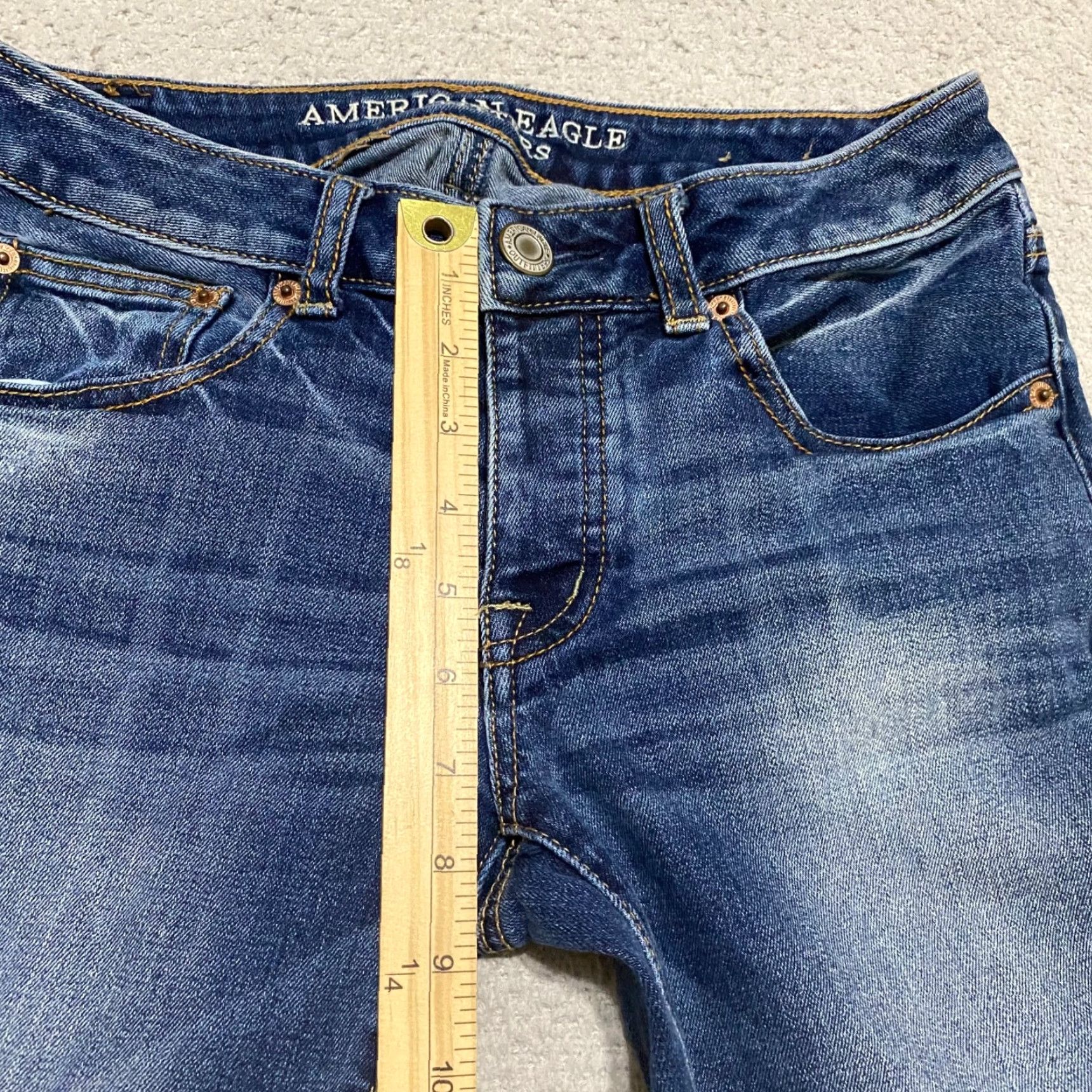 American Eagle Outfitters VINTAGE American Eagle Outfitters Jeans Womens 0 Blue Denim Dark Wash Cropped 90s Stretch Low Rise 5-Pocket Regular Size 25" / US 0 / IT 36 - 4 Thumbnail
