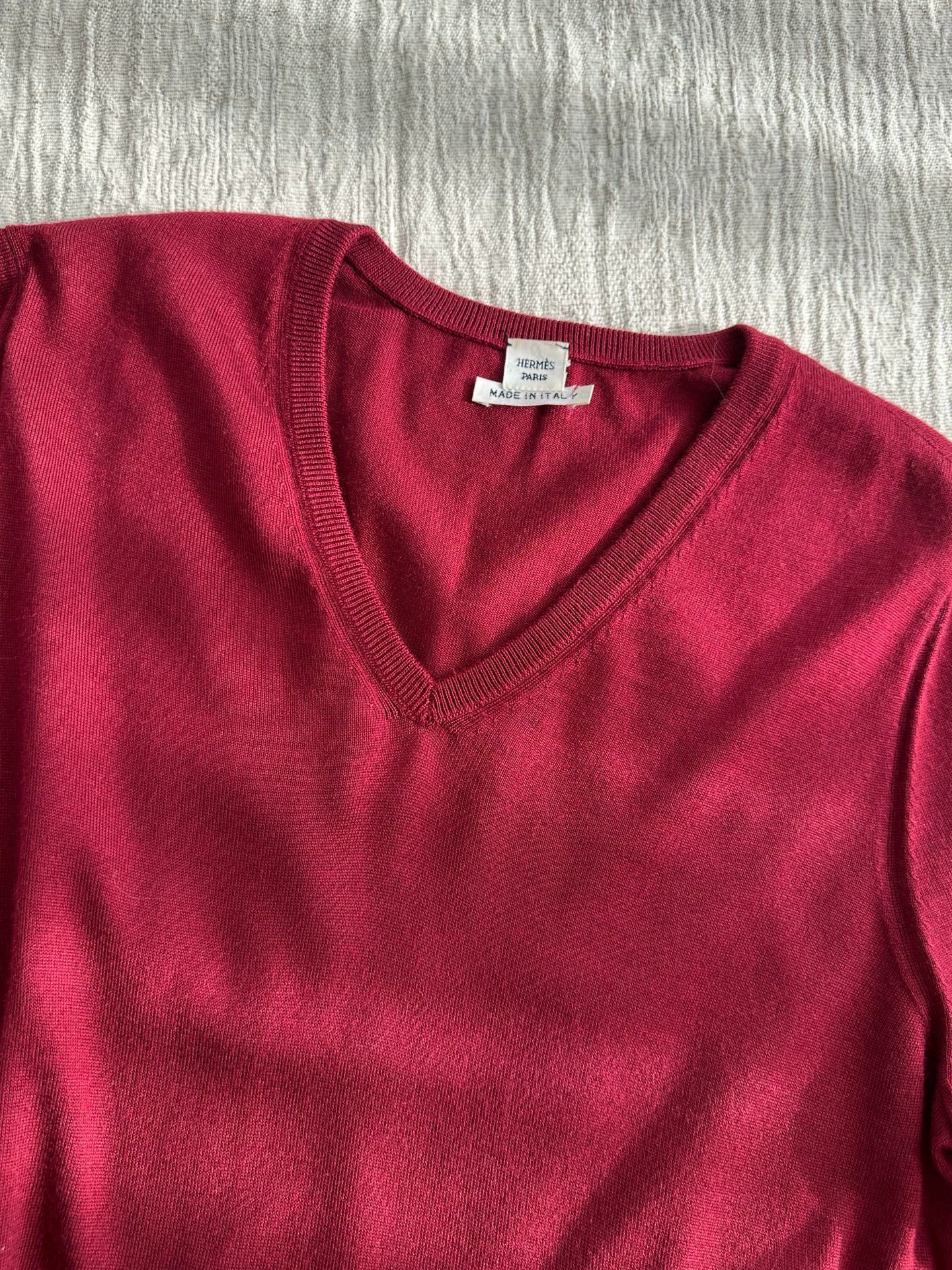 Hermes HERMES JPG V-neck cashmere knit top women's red Size S / US 4 / IT 40 - 5 Thumbnail