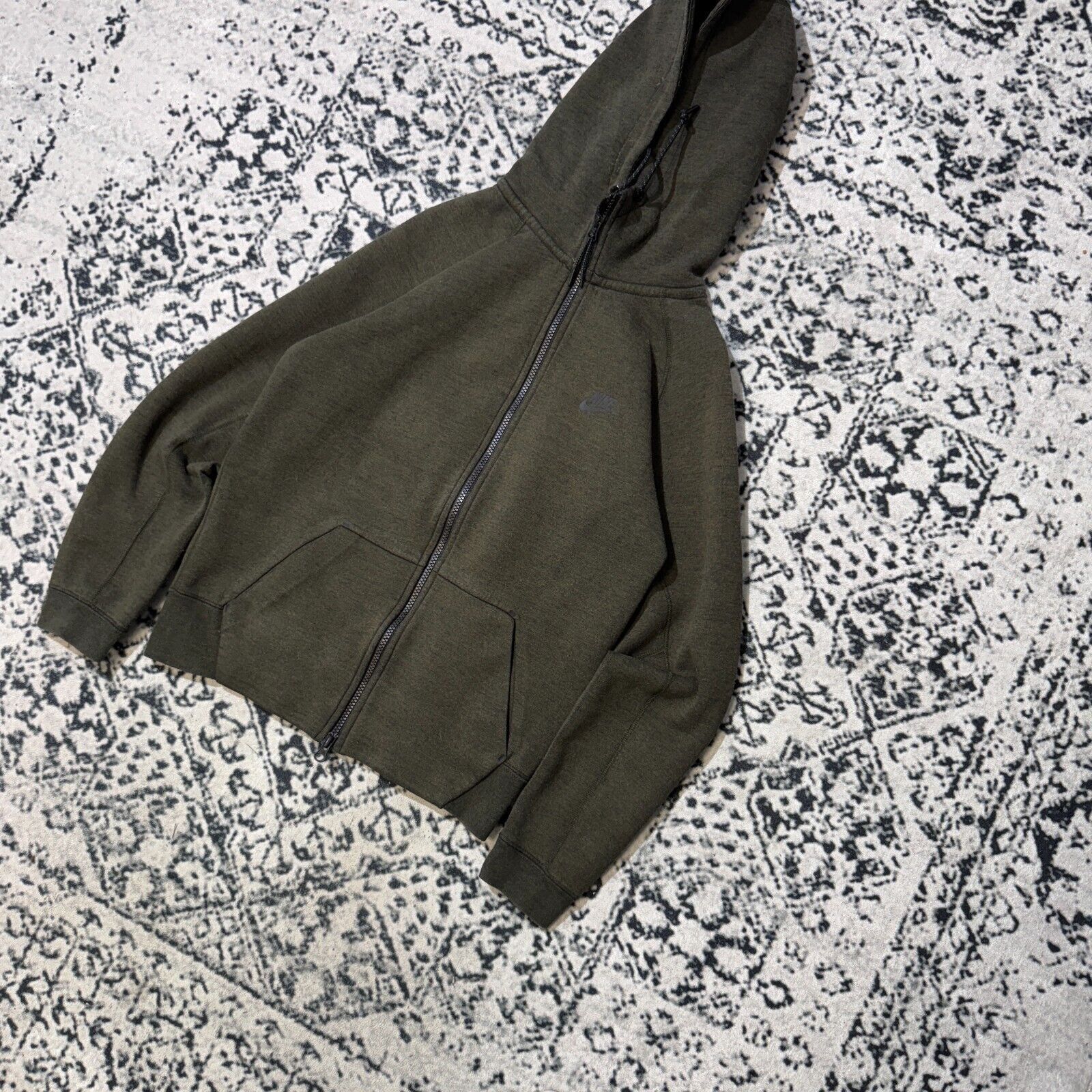 Nike × Vintage Vintage Nike Khaki Cotton Hoodie Size S Tech Fleece Drill Size US S / EU 44-46 / 1 - 2 Thumbnail