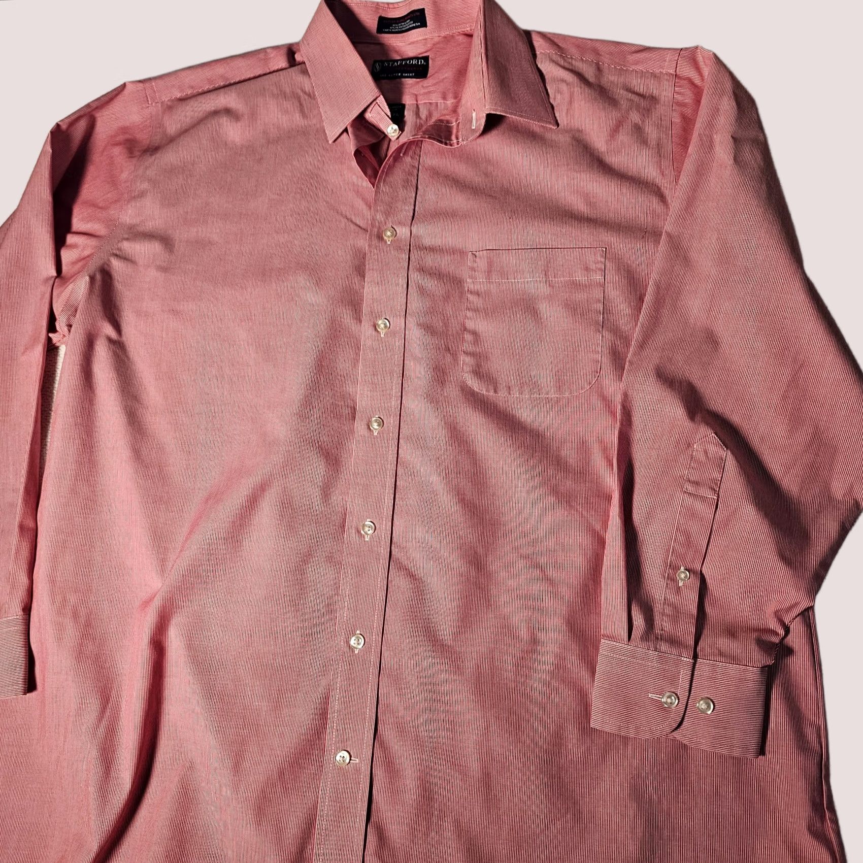 stafford mens dress shirt Stafford Men Dress Shirt Black Wrinkle Free Button Up Long Sleeve 16.5 (33)