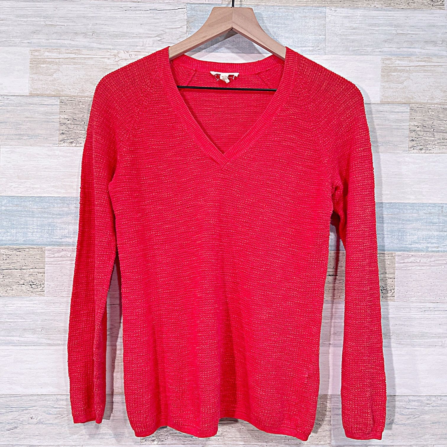 Eileen Fisher Eileen Fisher Organic Linen Blend V Sweater Red Womens Small Size S / US 4 / IT 40 - 1 Thumbnail