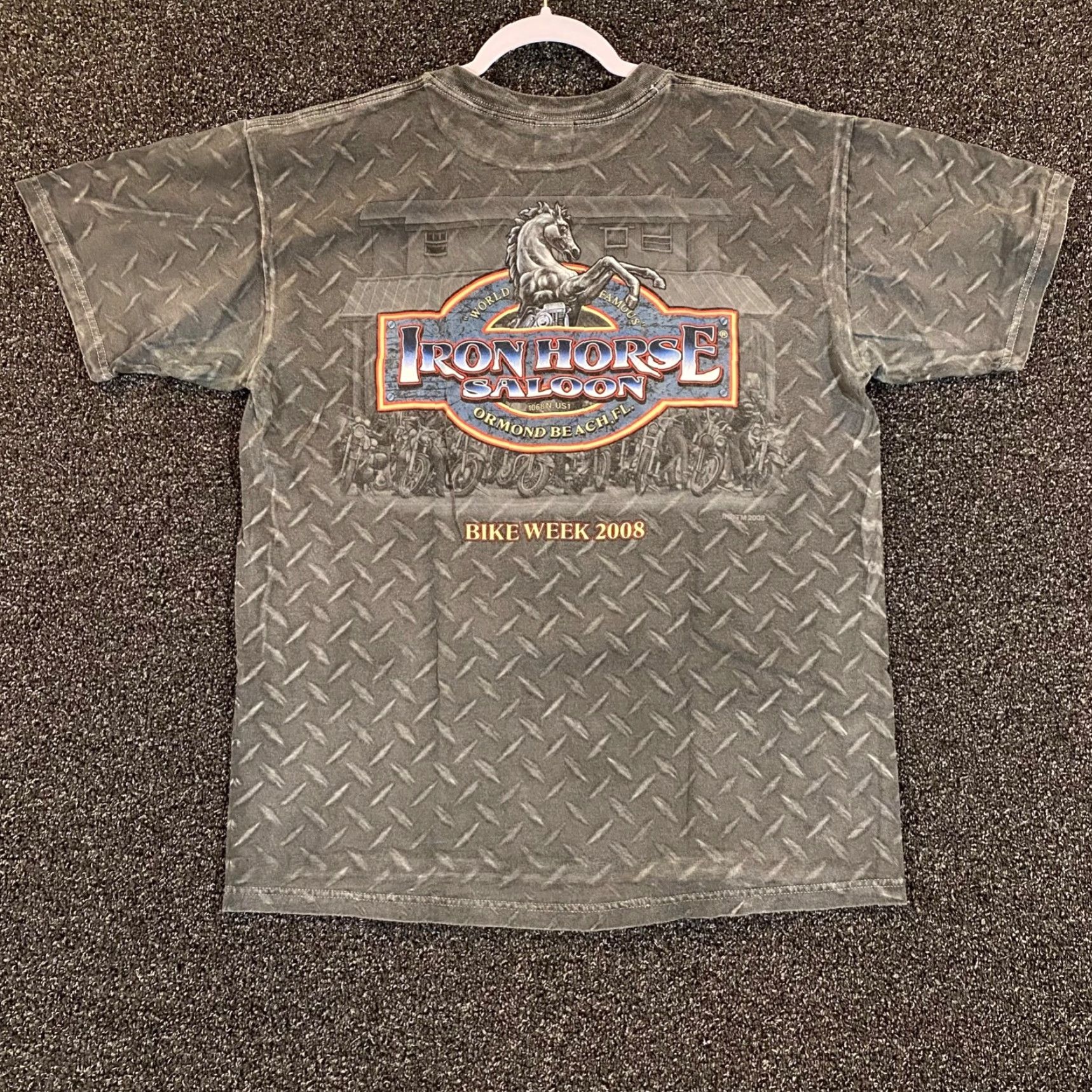 Anvil VINTAGE Iron Horse Saloon Shirt Mens Large Gray 2008 Florida Bike Week Ormond S/S Size US L / EU 52-54 / 3 - 6 Thumbnail