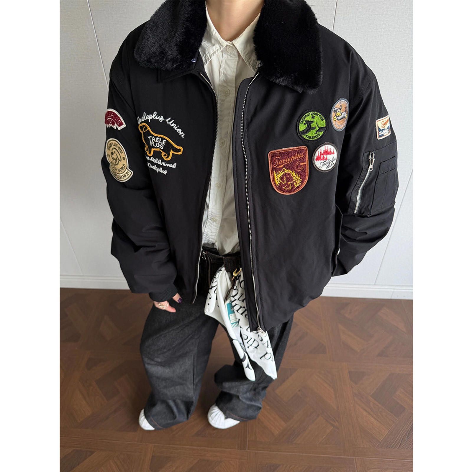 Japanese Brand Bomber Jackets with Fur Collar and Patches Size US M / EU 48-50 / 2 - 3 Thumbnail