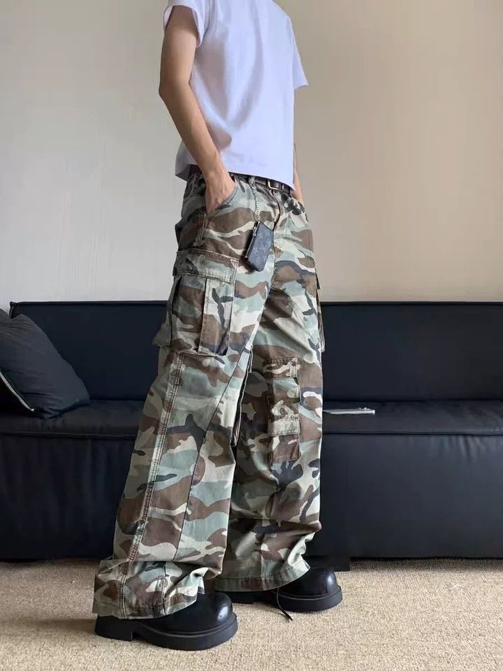 Designer × Japanese Brand × Vintage washed faded camo skate hiphop baggy cargo pants Size US 29 - 5 Thumbnail