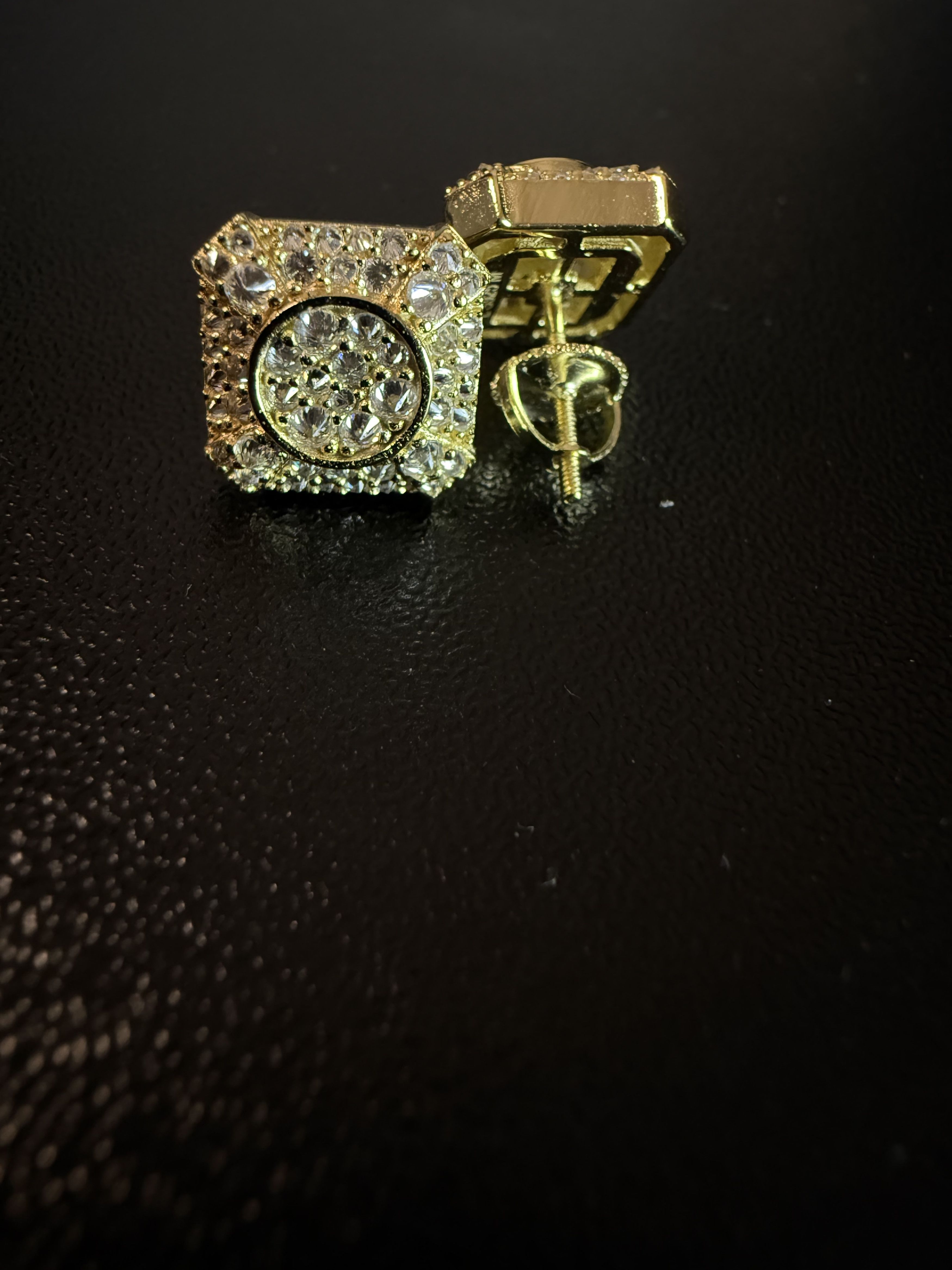Other Trap Square Halo Studs Moissanite Gold Plated 925s earrings Size ONE SIZE - 6 Thumbnail