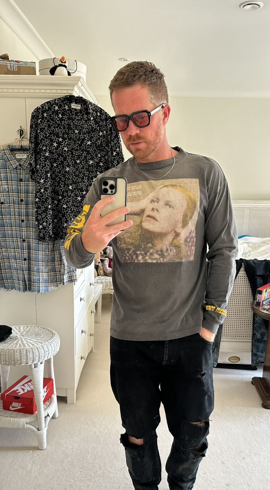 Saint Michael Saint Mxxxxxx Michael David Bowie gray long sleeve t shirt M Size US M / EU 48-50 / 2 - 4 Thumbnail