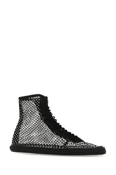 Saint Laurent Paris o1s1wg111024 You Mid-Top Sneakers Mesh Rhinestones in Black Size US 5.5 / IT 35.5 - 2 Thumbnail