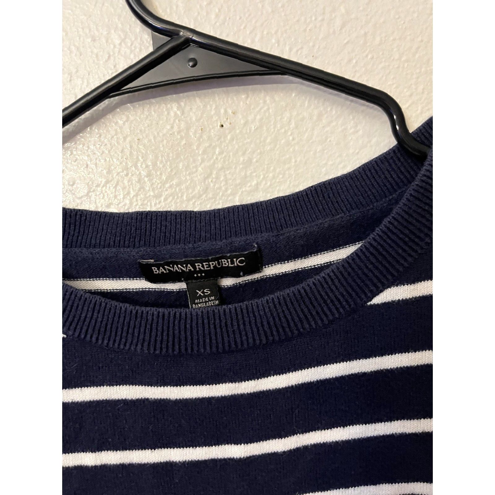 Banana Republic Banana Republic Women Sweater Shirt (Pullover) Round Neck Long Sleeve Size XS Blue White Striped Cotton Polyester Spandex Size XS / US 0-2 / IT 36-38 - 3 Thumbnail