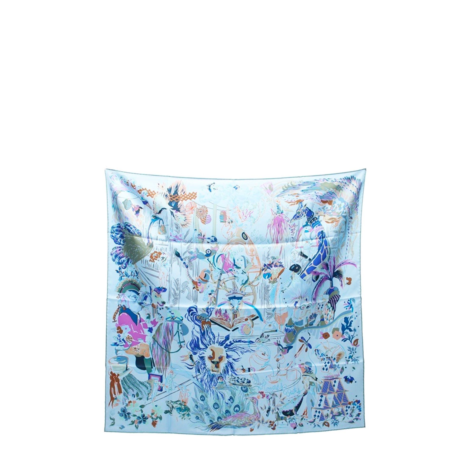 Hermes HERMÈS - Carré 90 Emile Et Une Nuit Hermès in pastel blue silk Size ONE SIZE - 1 Thumbnail