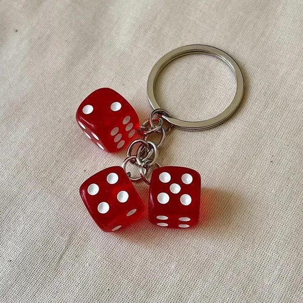 Japanese Brand y2k 2000s red dice keyring for keychain Size ONE SIZE - 2 Thumbnail