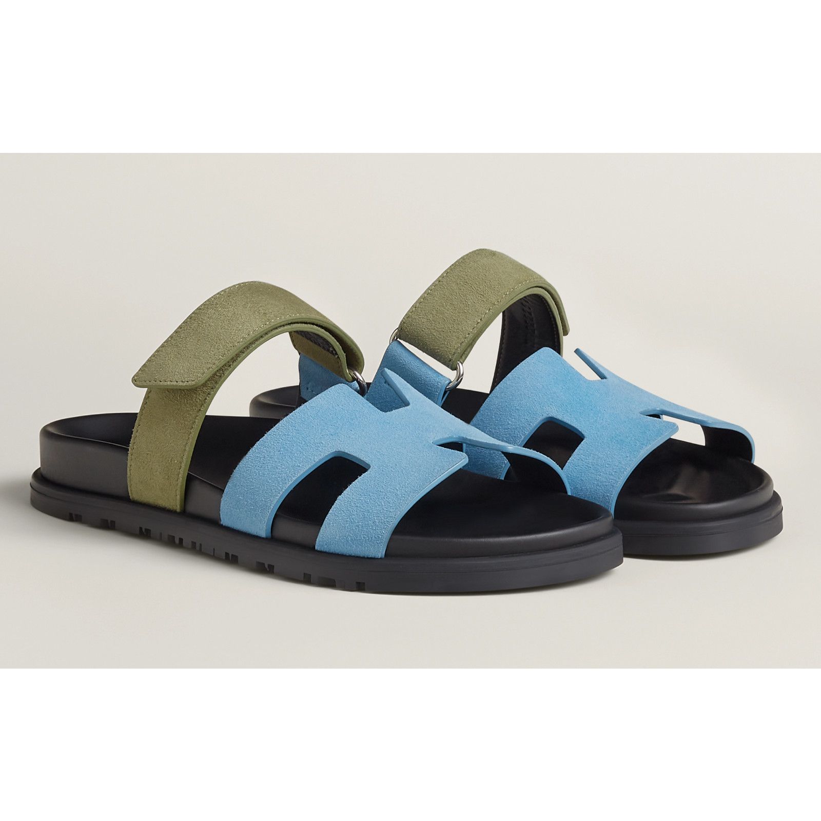Hermes Hermes Chypre Sandal Blue Cameo Vert Celadon Green Strap Size US 7.5 / IT 37.5 - 1 Thumbnail