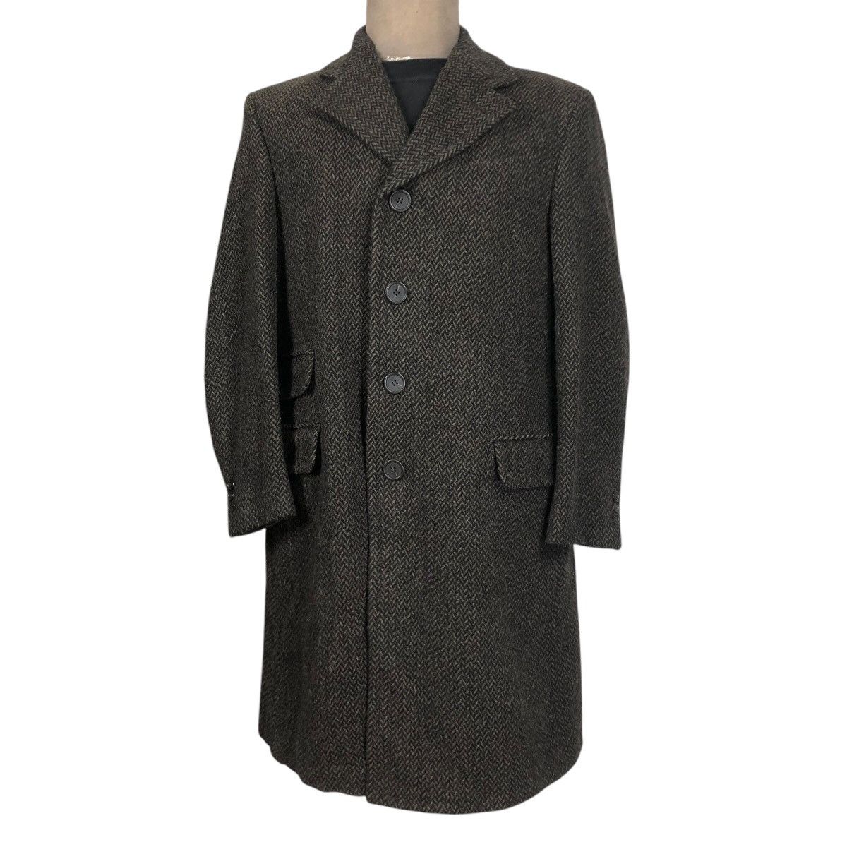 Fendi Vintage 90s Fendi Tweed Herringbone Long Coat Size US M / EU 48-50 / 2 - 2 Thumbnail