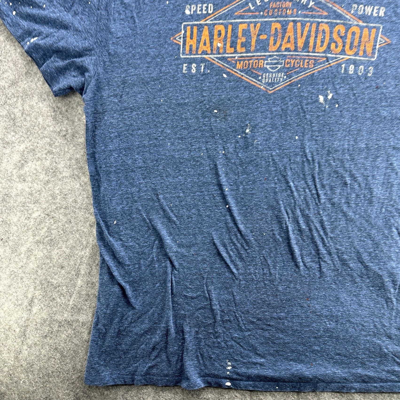 Harley Davidson VINTAGE Harley-Davidson Shirt Mens Blue Diamondback Rattlesnake Oklahoma Graphic Flag XL Blue Crew Neck Short Sleeve Size US XL / EU 56 / 4 - 4 Thumbnail