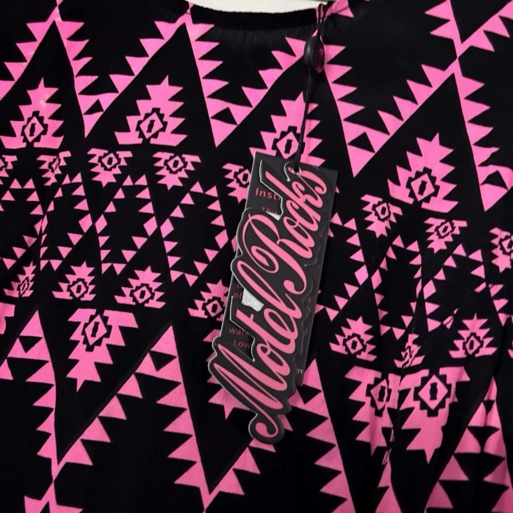 Vintage Motel Rocks Playsuit XS Size New With Defect Pattern Aztec Black Neon Pink Size 26" / US 2 / IT 38 - 3 Thumbnail