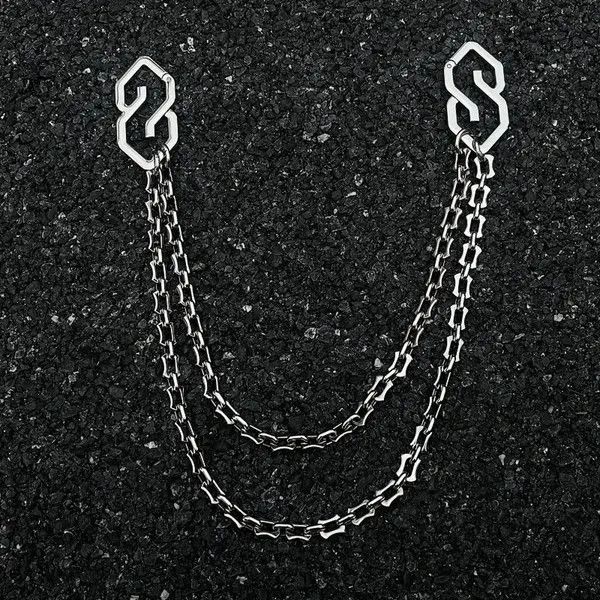 Jewelry Silver Double Chain Wallet Pants Accessory, Men's Chain Size ONE SIZE - 8 Thumbnail