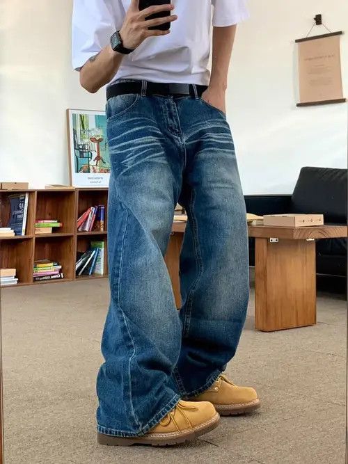 Anime × Japanese Brand × Jean Pants American retro washed distressed straight jeans Size US 32 / EU 48 - 1 Thumbnail