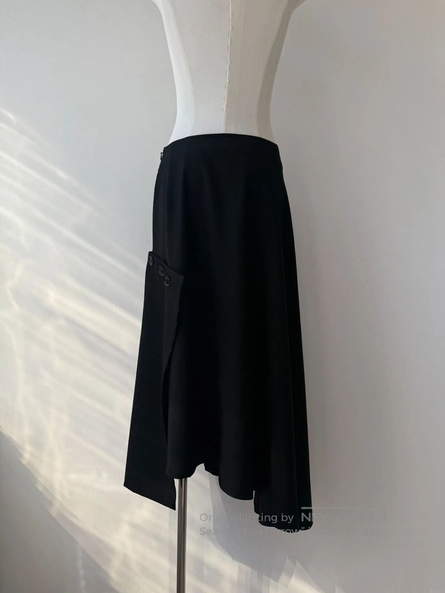 Y's Yohji Yamamoto Y's Black Asymmetrical Long Skirt. Size 22" - 4 Thumbnail