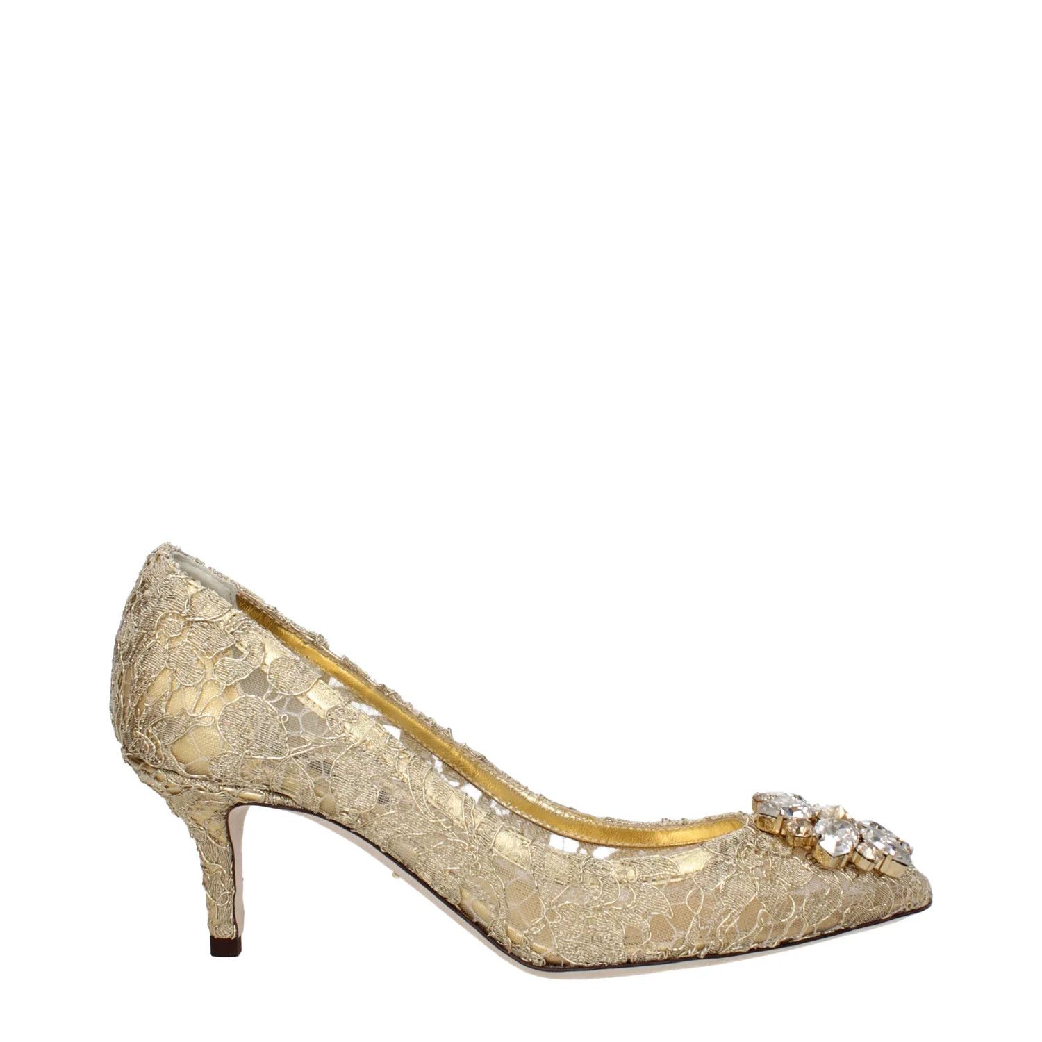 Dolce & Gabbana ob1o1e1124 Lace Pumps in Gold Size US 7.5 / IT 37.5 - 1 Thumbnail