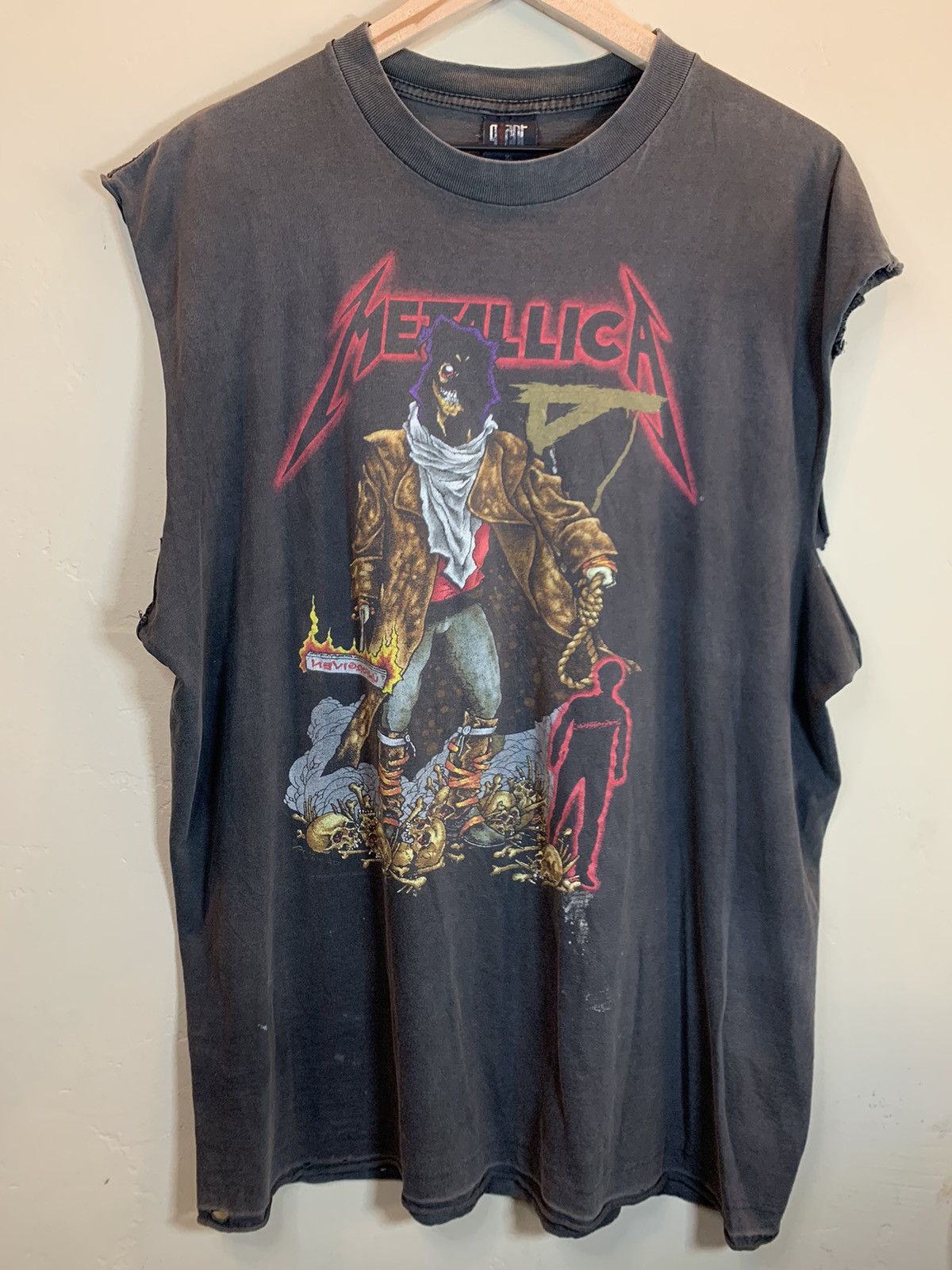 Band Tees × Metallica × Vintage RARE Vintage 90s Metallica Pushead Unforgiven Band Tour Tank Size US XL / EU 56 / 4 - 1 Thumbnail