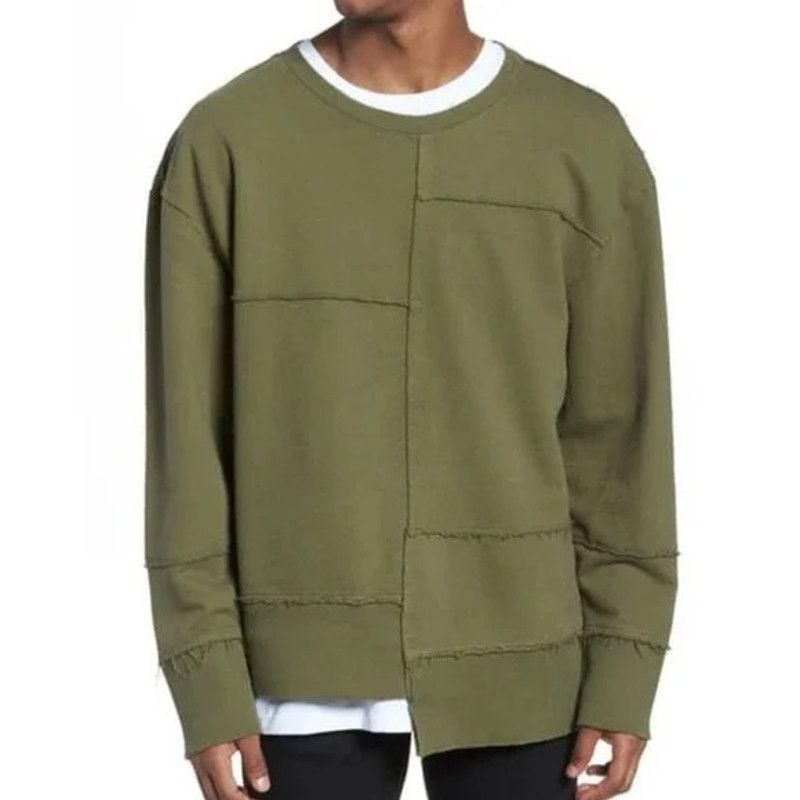 The Rail The Rail | Olive Green Asymmetrical Patch Sweatshirt | Large Size US L / EU 52-54 / 3 - 1 Thumbnail
