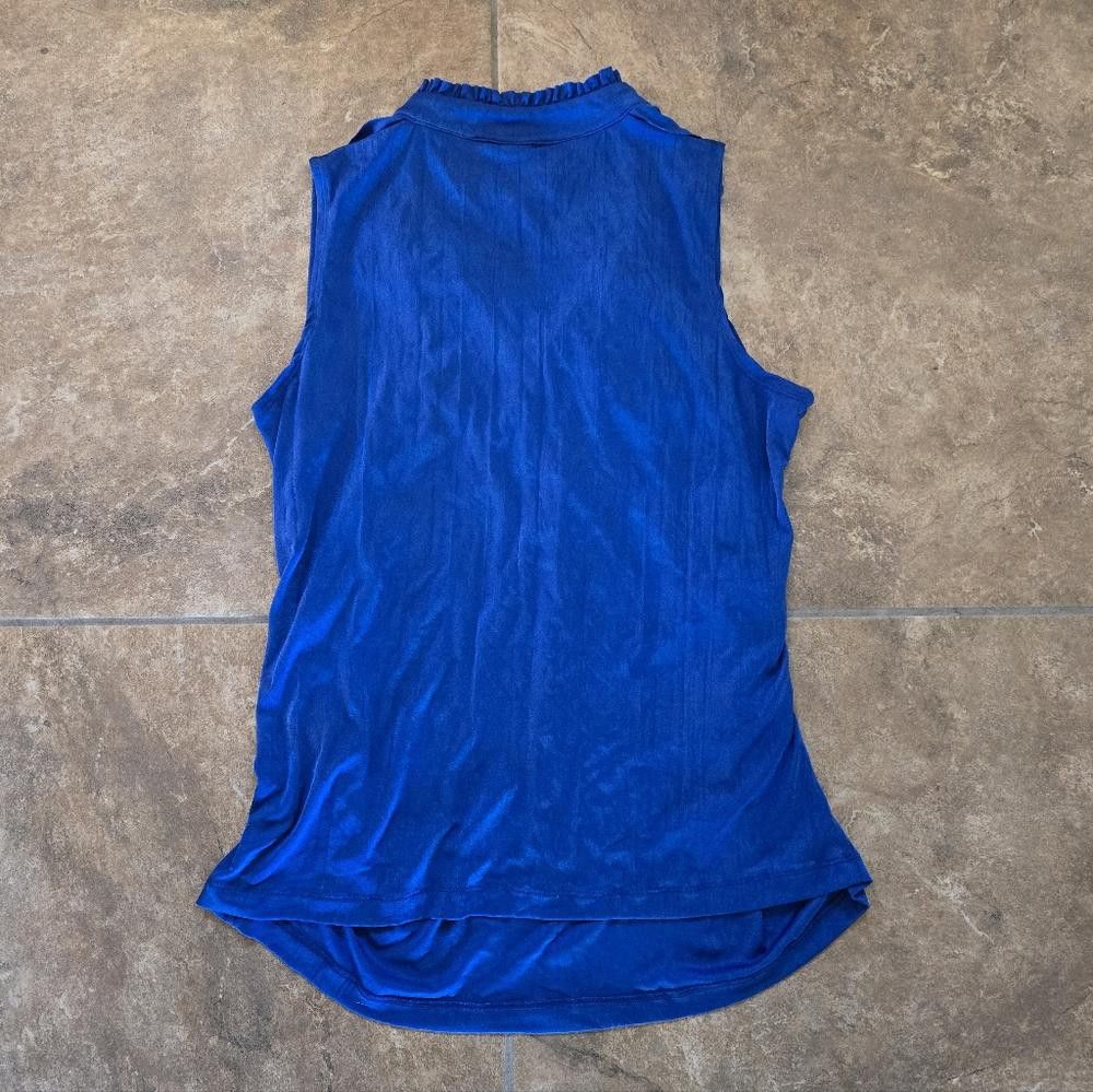Designer Blue Vibrant Ruffled CCN Dressy Tank Size L / US 10 / IT 46 - 2 Thumbnail