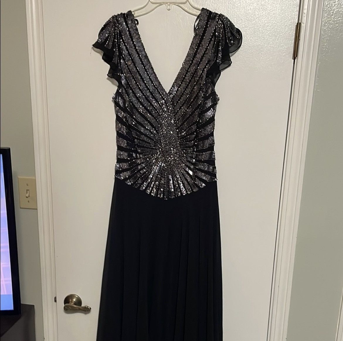 Other Black Sequined V-Neck Maxi Dress Size L / US 10 / IT 46 - 1 Thumbnail