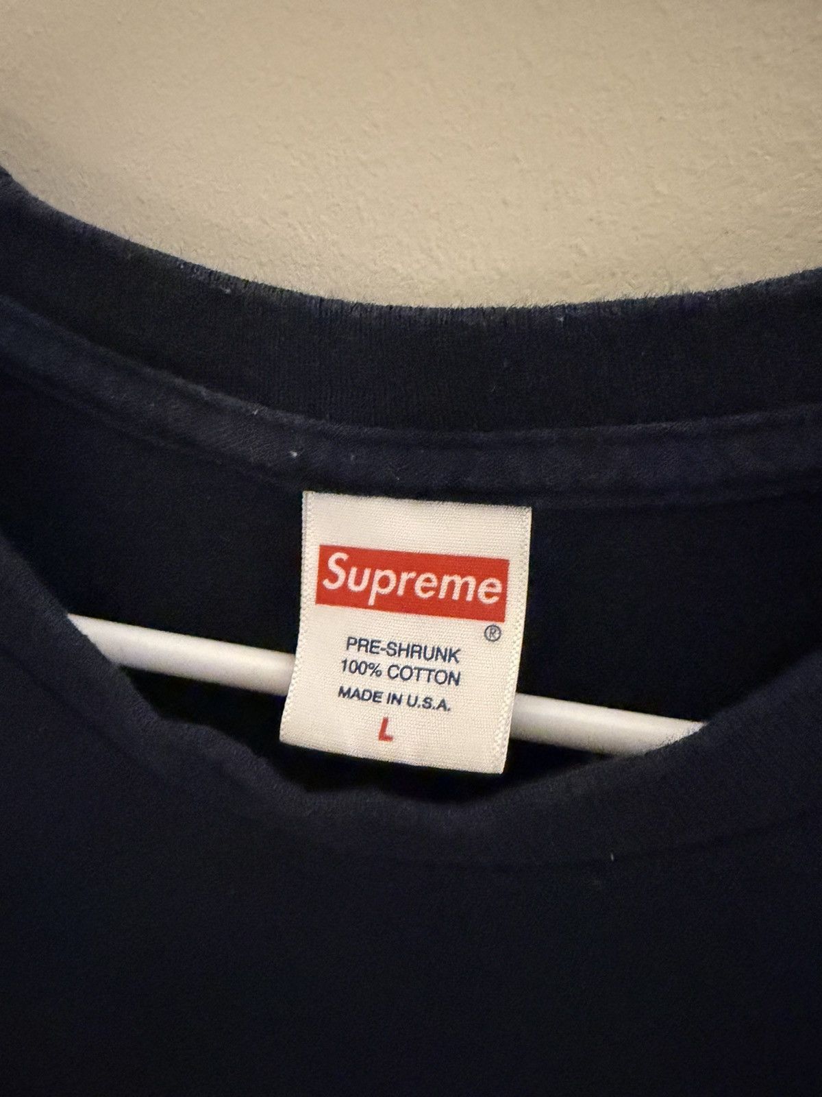 Supreme Supreme SS17 Everyone Asks Me Tee (Navy) Size US L / EU 52-54 / 3 - 3 Thumbnail