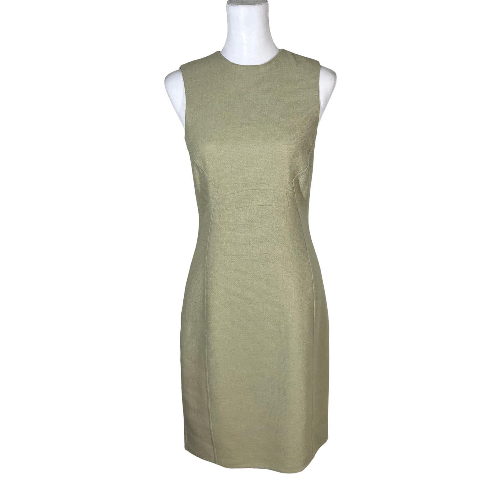 image of Chado Ralph Rucci Green Wool Crepe Dress Size 4, Women's