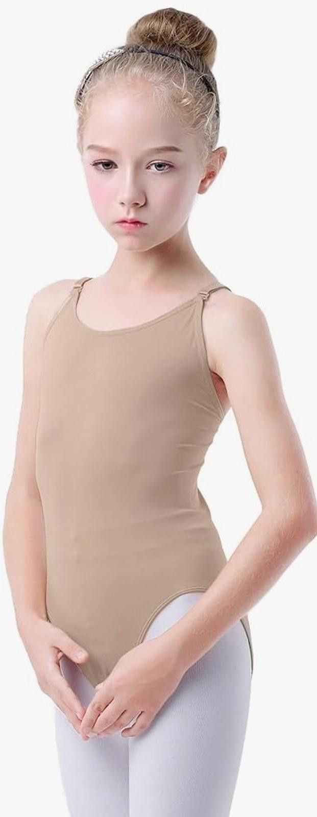 Other Kids Tan Ballet Leotard 4-6Y Adjustable Straps Gymnastics Size ONE SIZE - 1 Thumbnail