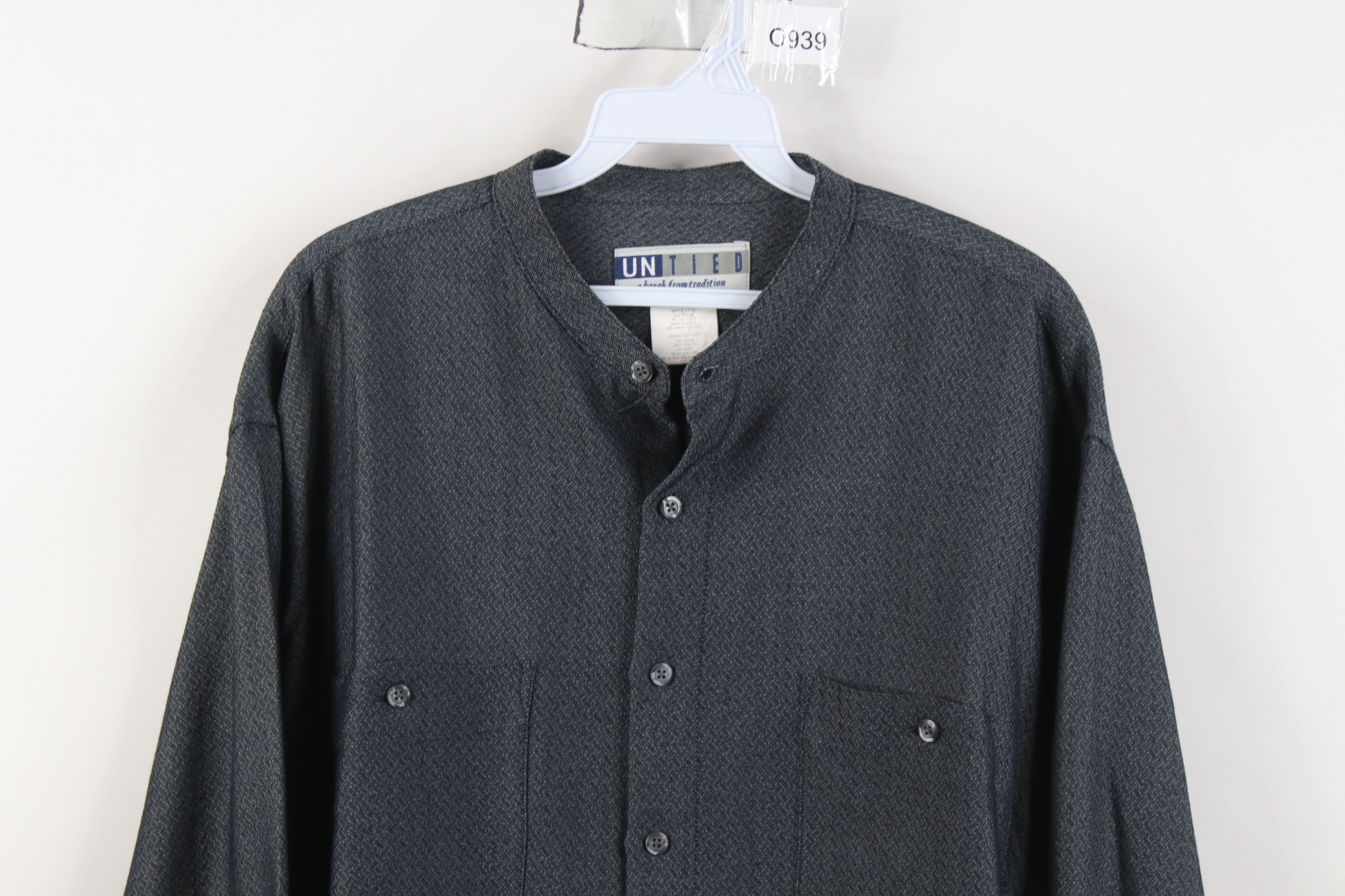 Vintage Vintage 90s Streetwear Geometric Band Collar Button Shirt Size US L / EU 52-54 / 3 - 2 Thumbnail