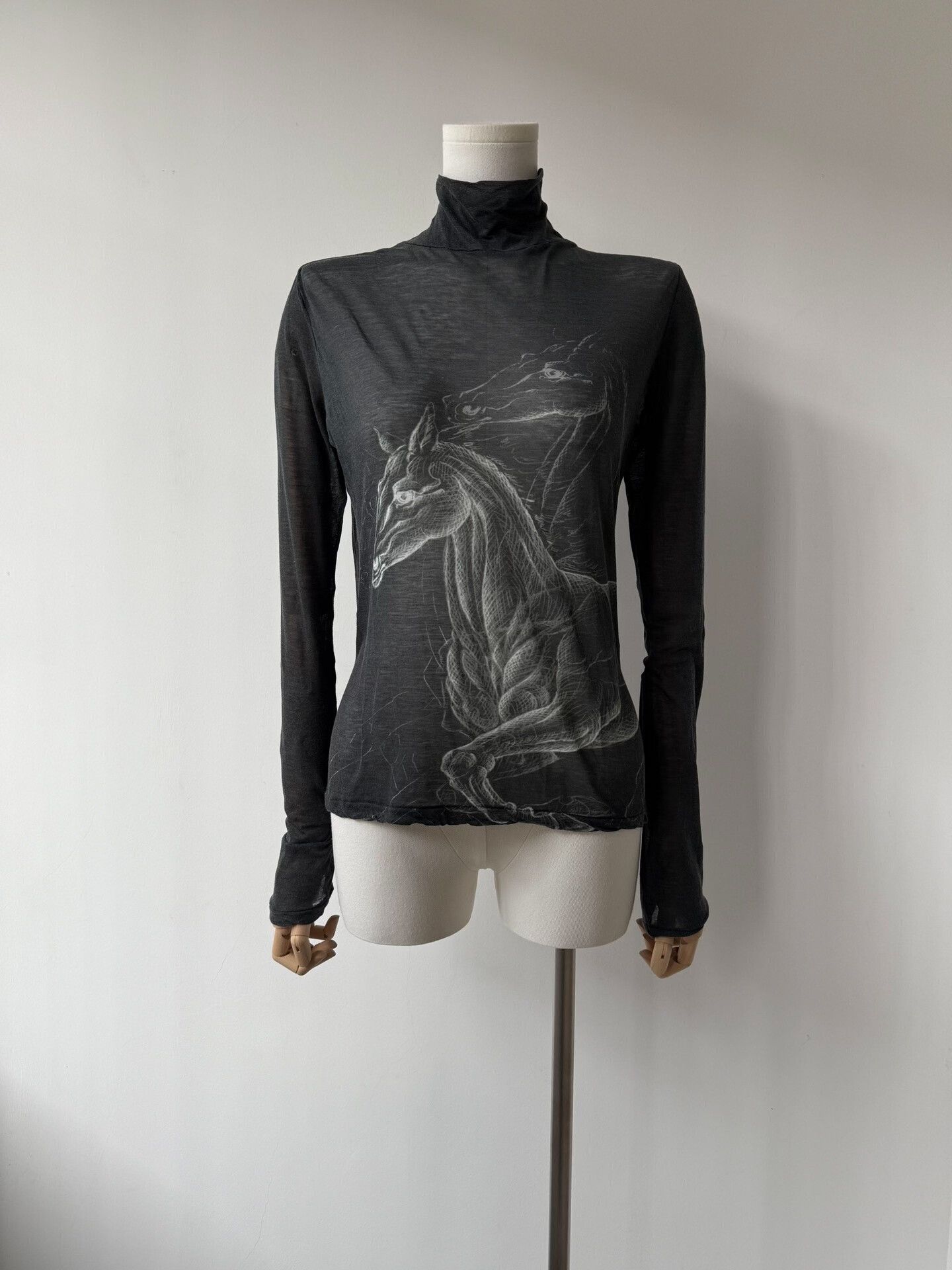 Yohji Yamamoto Black Graphic Long Sleeve Top