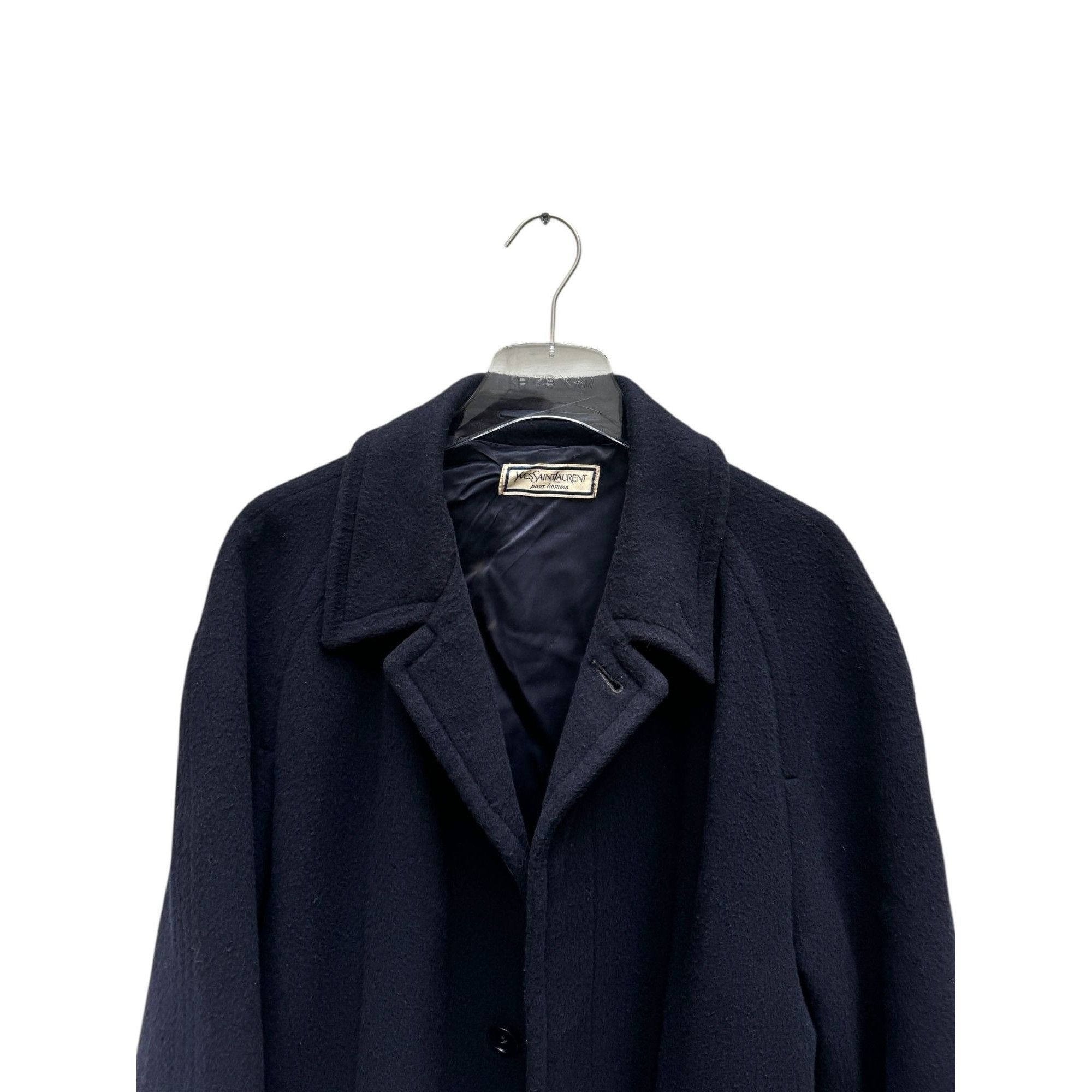 Yves Saint Laurent Heavy Navy Wool Belted Overcoat Size US M / EU 48-50 / 2 - 3 Thumbnail