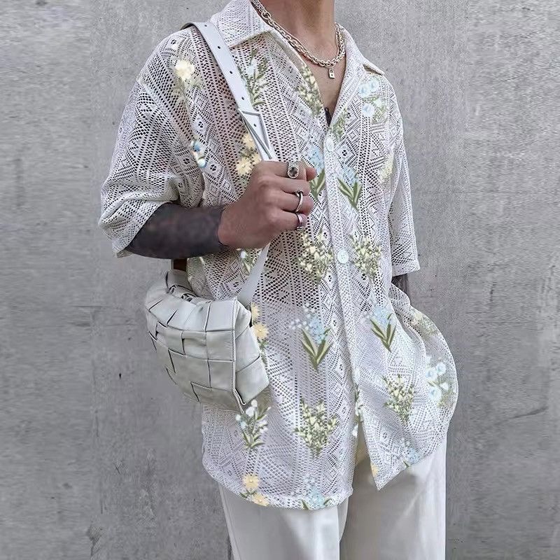 Japanese Brand × Vintage Tracery Printing Pattern Transparent Button Shirt Size US L / EU 52-54 / 3 - 1 Thumbnail