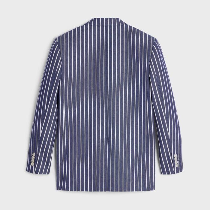Celine o1bcso1str0725 2V59P2 Jide Jacket in Bleu/Craie Size S / US 4 / IT 40 - 2 Thumbnail