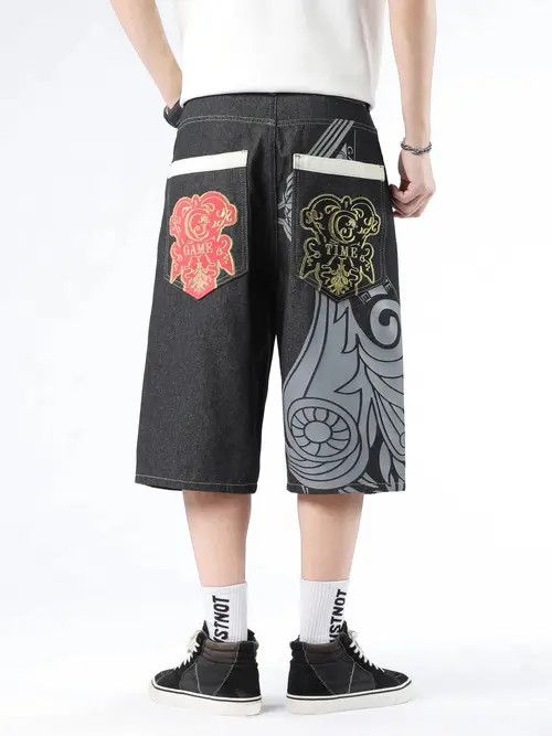 Japanese Brand × Jean Streetwear Hip Hop Printed Embroidery Jorts Size US 40 / EU 56 - 3 Thumbnail