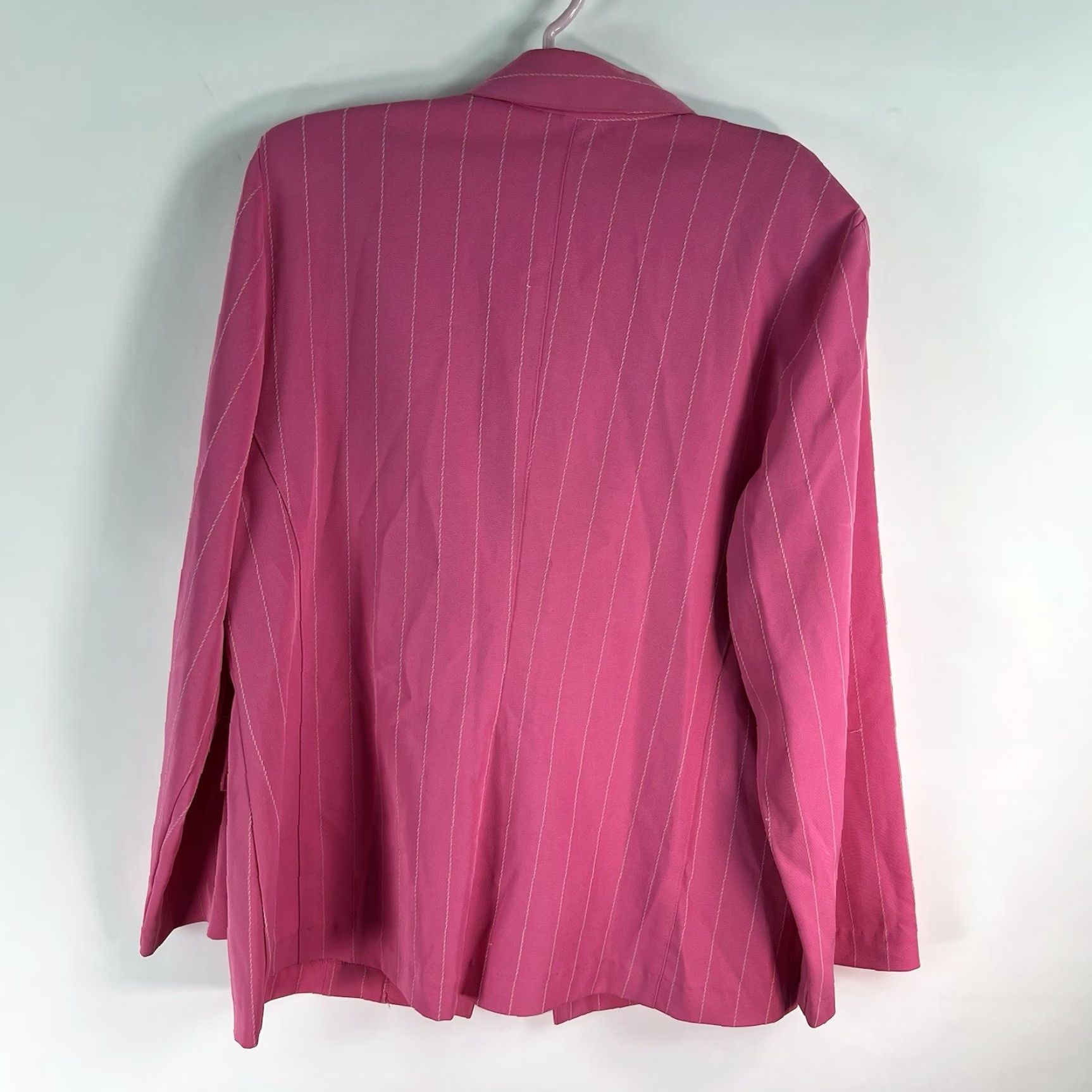 Vintage VINTAGE IC Collection Blazer Women XL Pink Striped Notch Lapel One-Button Single-Breasted Twill Cotton Blend Jacket Blazer Size XL / US 12-14 / IT 48-50 - 5 Thumbnail
