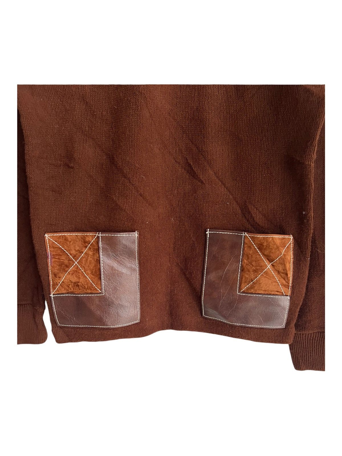 Genuine Leather Vintage 1960s/70s Hybrid Wool Leather Quarter Zip Sweater Size US S / EU 44-46 / 1 - 4 Thumbnail