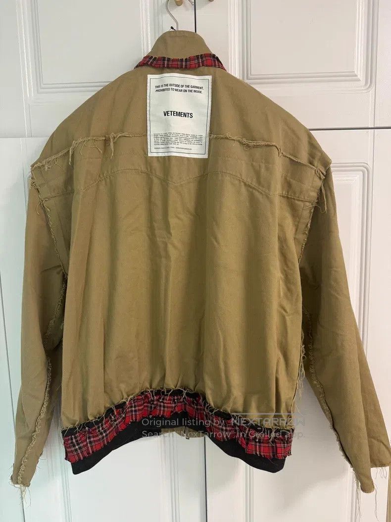 Vetements VETEMENTS Plaid Patchwork Khaki Destroyed Fringe Harringto Size US L / EU 52-54 / 3 - 2 Thumbnail