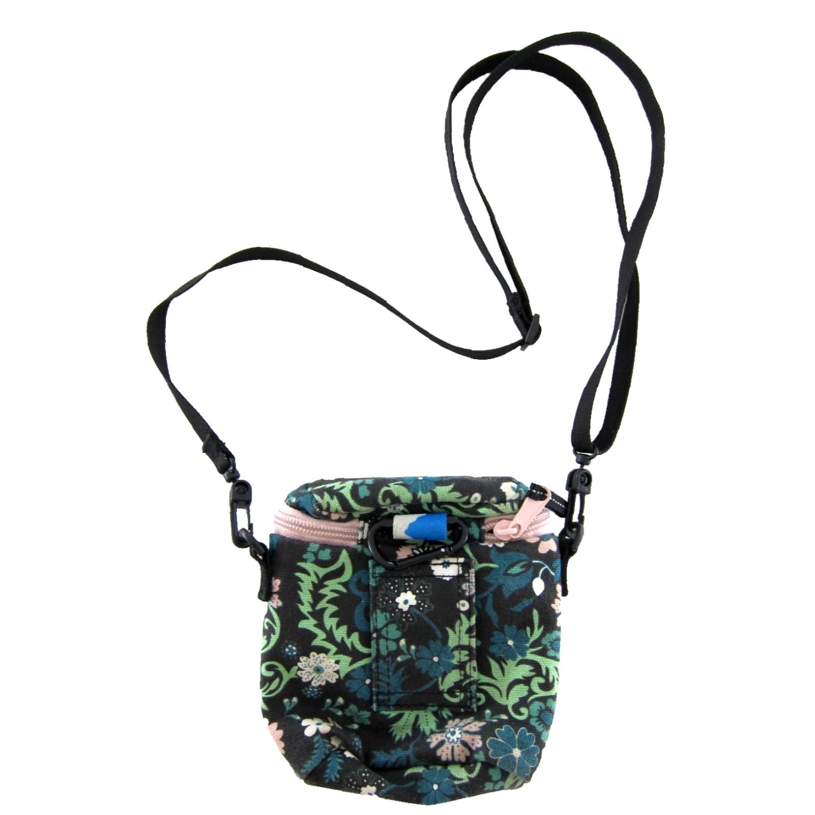 KAVU KAVU Black Pink Blue Green Floral Cotton Canvas Zip Mini Satchel Crossbody Purse Size ONE SIZE - 2 Thumbnail