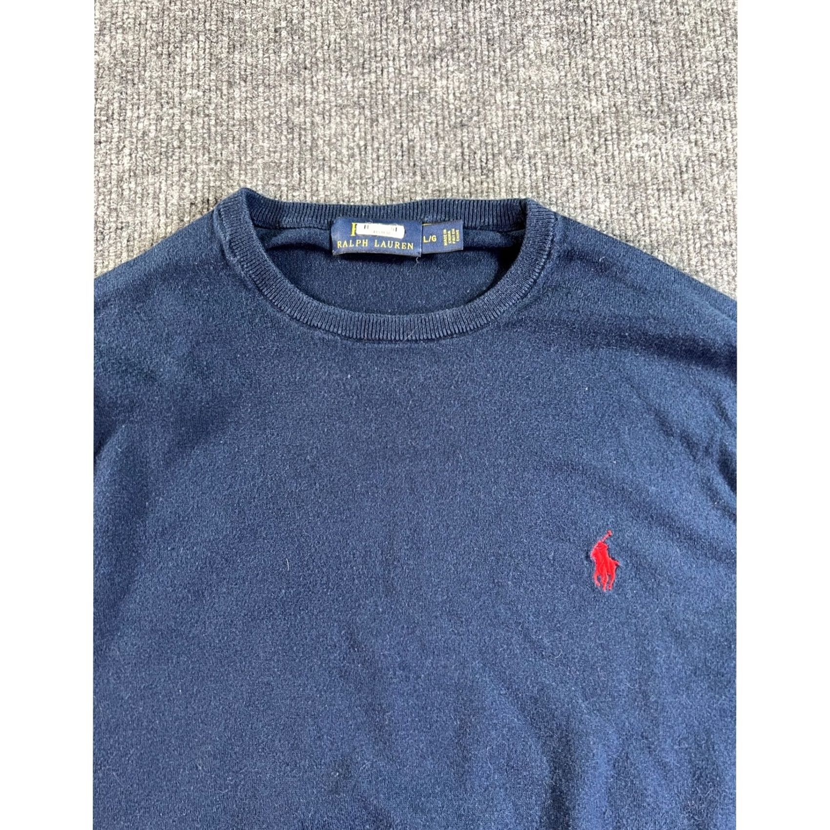 Ralph Lauren Ralph Lauren Sweater Mens Large Navy Blue Cotton Cashmere Crewneck Long Sleeve Size US L / EU 52-54 / 3 - 4 Thumbnail