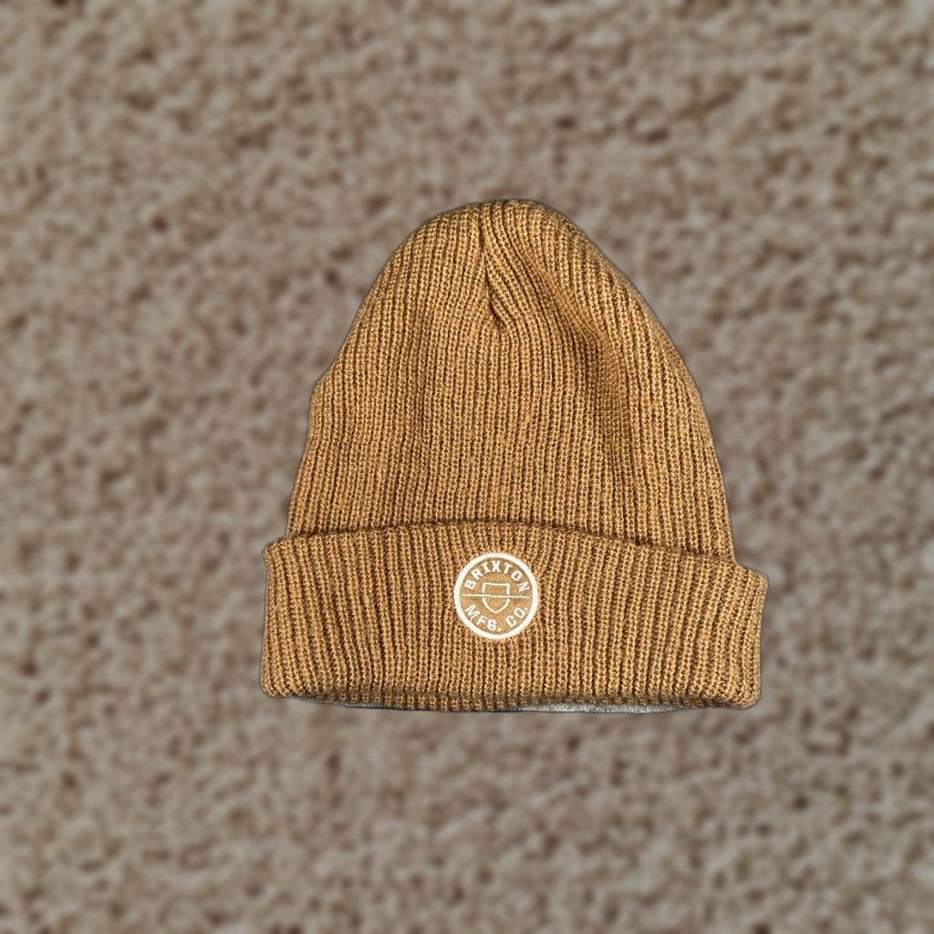 Brixton VINTAGE Brixton Beanie Knit Adult One Size Brown Beige 100% Acrylic Skate Cap Men Beanie, Brixton Mfg, Brown Size ONE SIZE - 1 Thumbnail